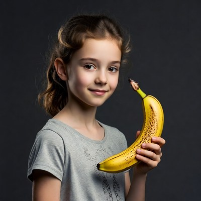 Girl holding ripe banana