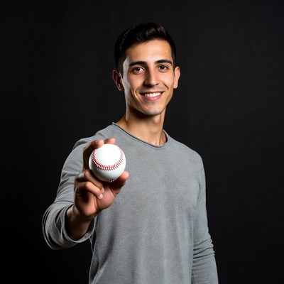 Young man holding baseball
