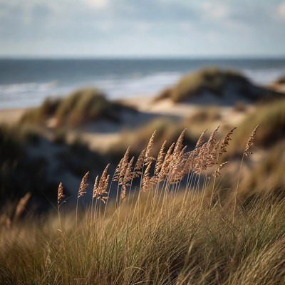 Beach Grass Dunes by Ocean
