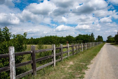 Wooden Fence Along Country Road