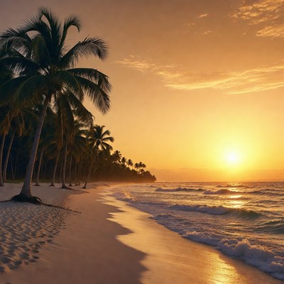 Palm Trees Sunset Beach