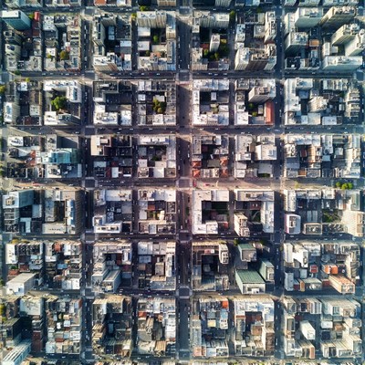 Aerial View of Urban City Grid