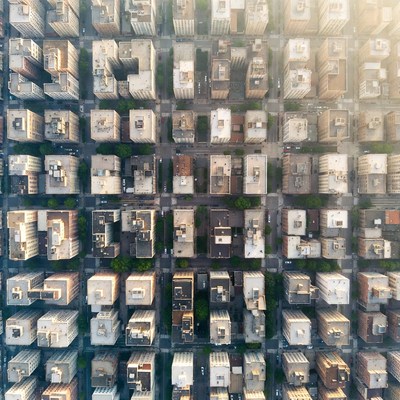 Aerial View of City Rooftops