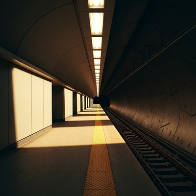 Empty Subway Platform Tunnel