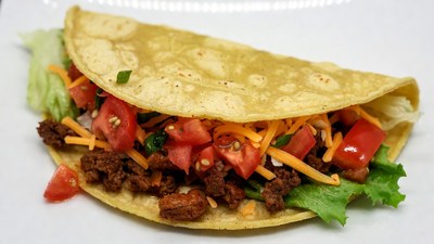 Beef Taco with Lettuce Tomatoes Cheese
