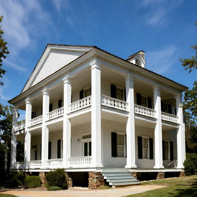 White Antebellum Mansion Exterior