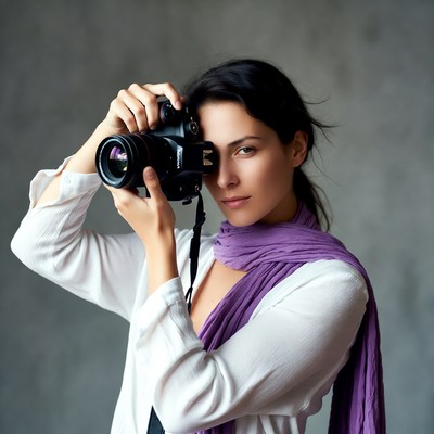 Woman photographing with camera