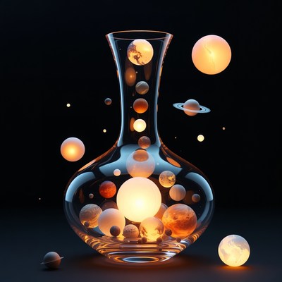 Glass Vase Filled with Planets