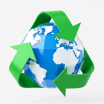 Earth in Green Recycling Symbol