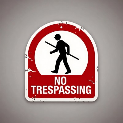 No Trespassing Sign with Walking Man