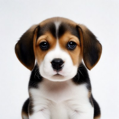 Cute Beagle Puppy on White Background