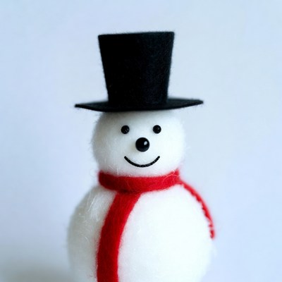 Snowman with Top Hat and Red Scarf