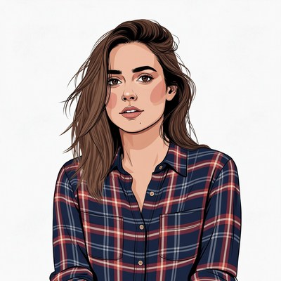 Woman in plaid shirt portrait