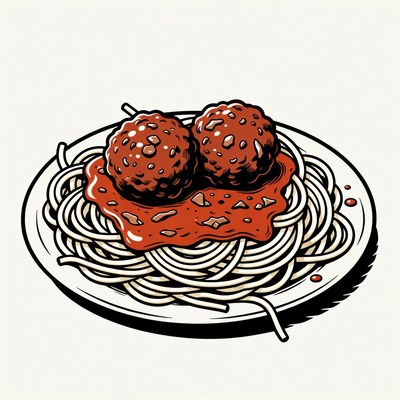 Spaghetti with Meatballs Plate