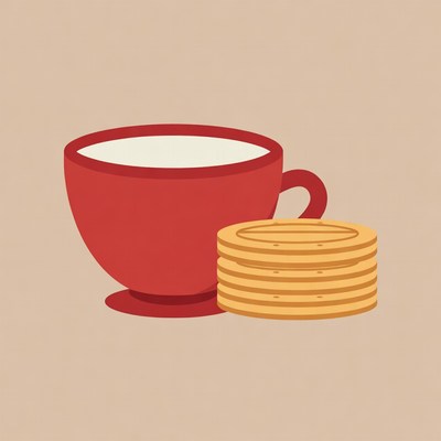 Red Cup of Milk with Cookies