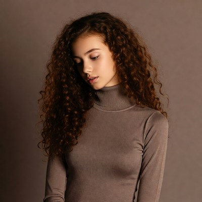 Young woman with curly hair