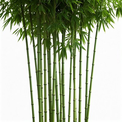 Lush green bamboo stalks isolated