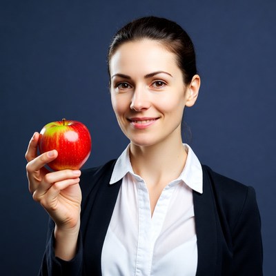 Woman holding red apple