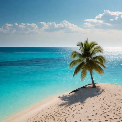 Palm Tree on Tropical Beach