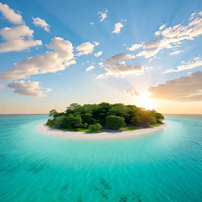 Tropical Island in Turquoise Ocean