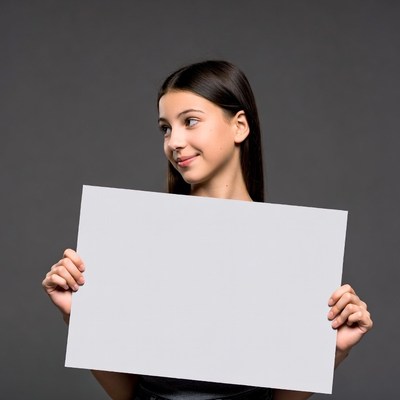 Girl holding blank sign