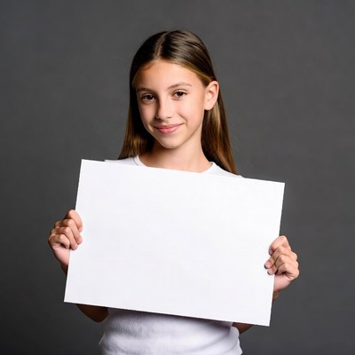 Girl holding blank sign