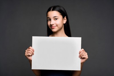Girl holding blank sign