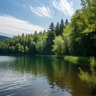 Forest Lake with Reflections