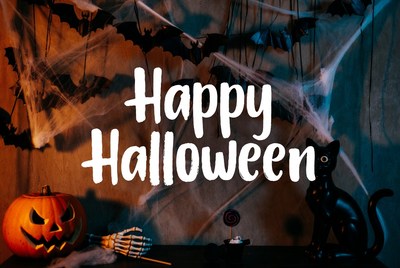 Happy Halloween with Pumpkin and Black Cat