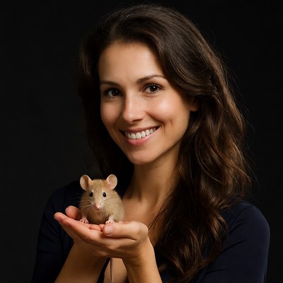 Woman holding cute hamster