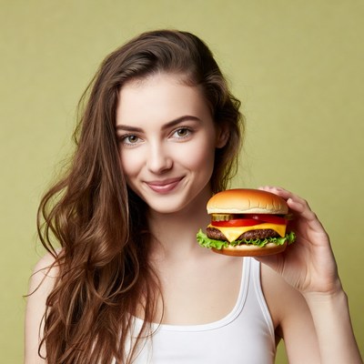 Woman holding burger