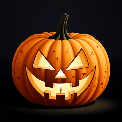 Lit Jack-o'-lantern Pumpkin