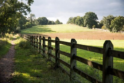 Wooden fence along rural path