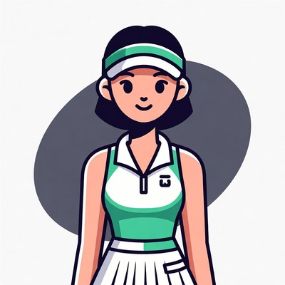 Cartoon woman in tennis outfit