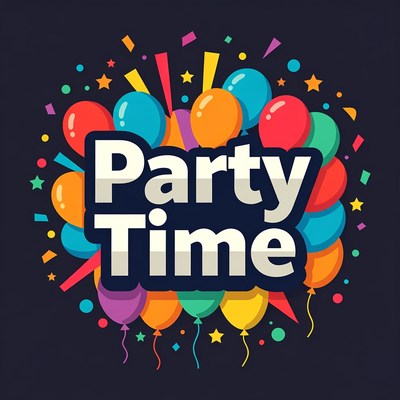 Party Time with Balloons and Confetti