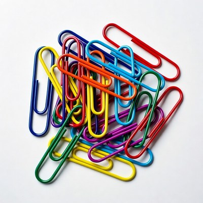 Colorful paper clips pile