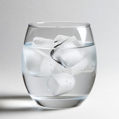 Glass of Water with Ice Cubes