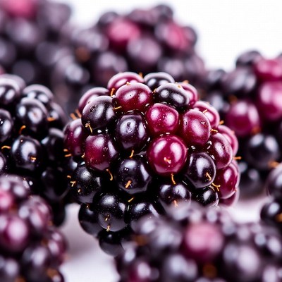 Fresh blackberries on white background