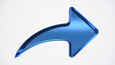 Shiny Blue Curved Arrow