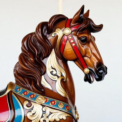 Carved Wooden Carousel Horse