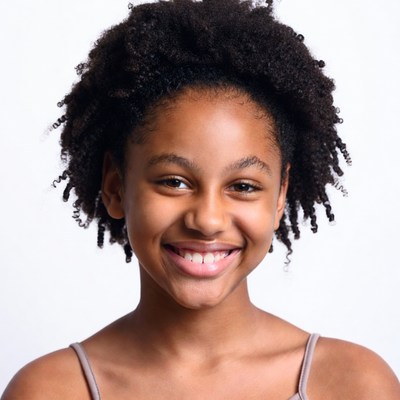 Smiling African-American girl with curly hair