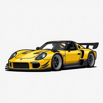 Yellow Porsche Carrera GT illustration