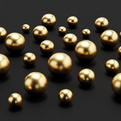 Shiny Gold Spheres on Black