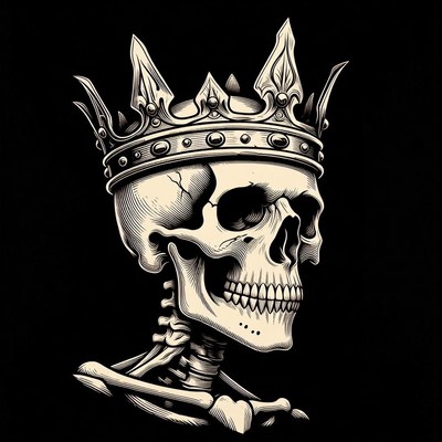 Skull wearing golden crown