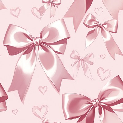 Pink Satin Bows and Hearts Pattern