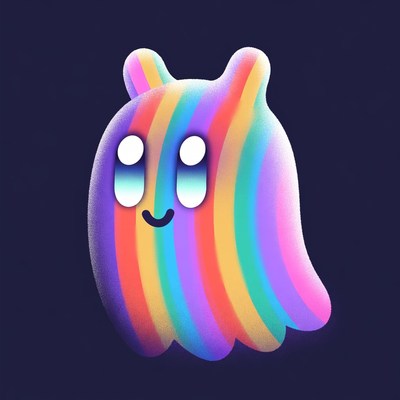 Cute Rainbow Ghost Illustration
