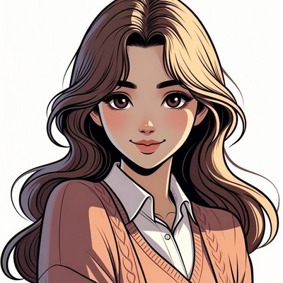 Anime girl with brown hair smiling