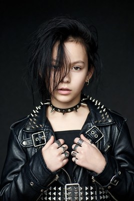 Girl in spiked leather jacket