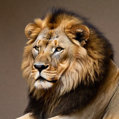 Majestic lion close-up portrait