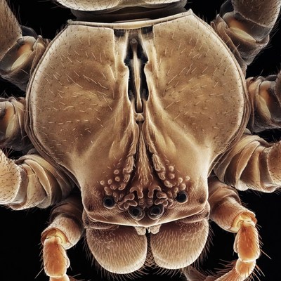 Close-up wolf spider face